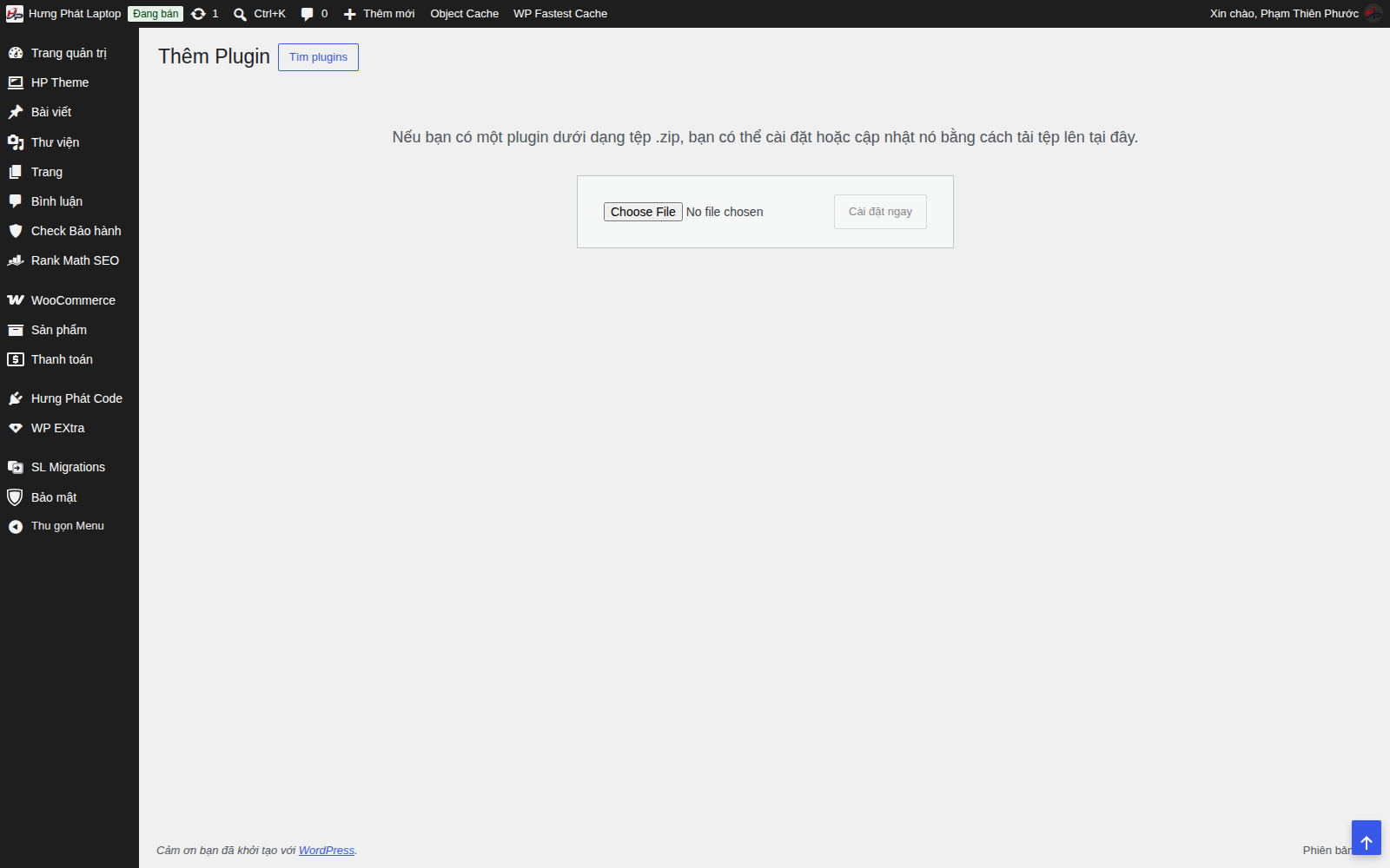 Form tải plugin lên