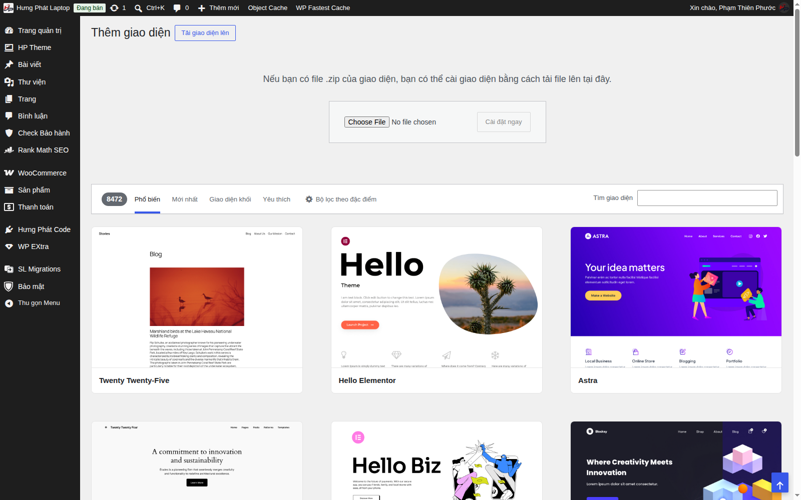 Form tải theme lên