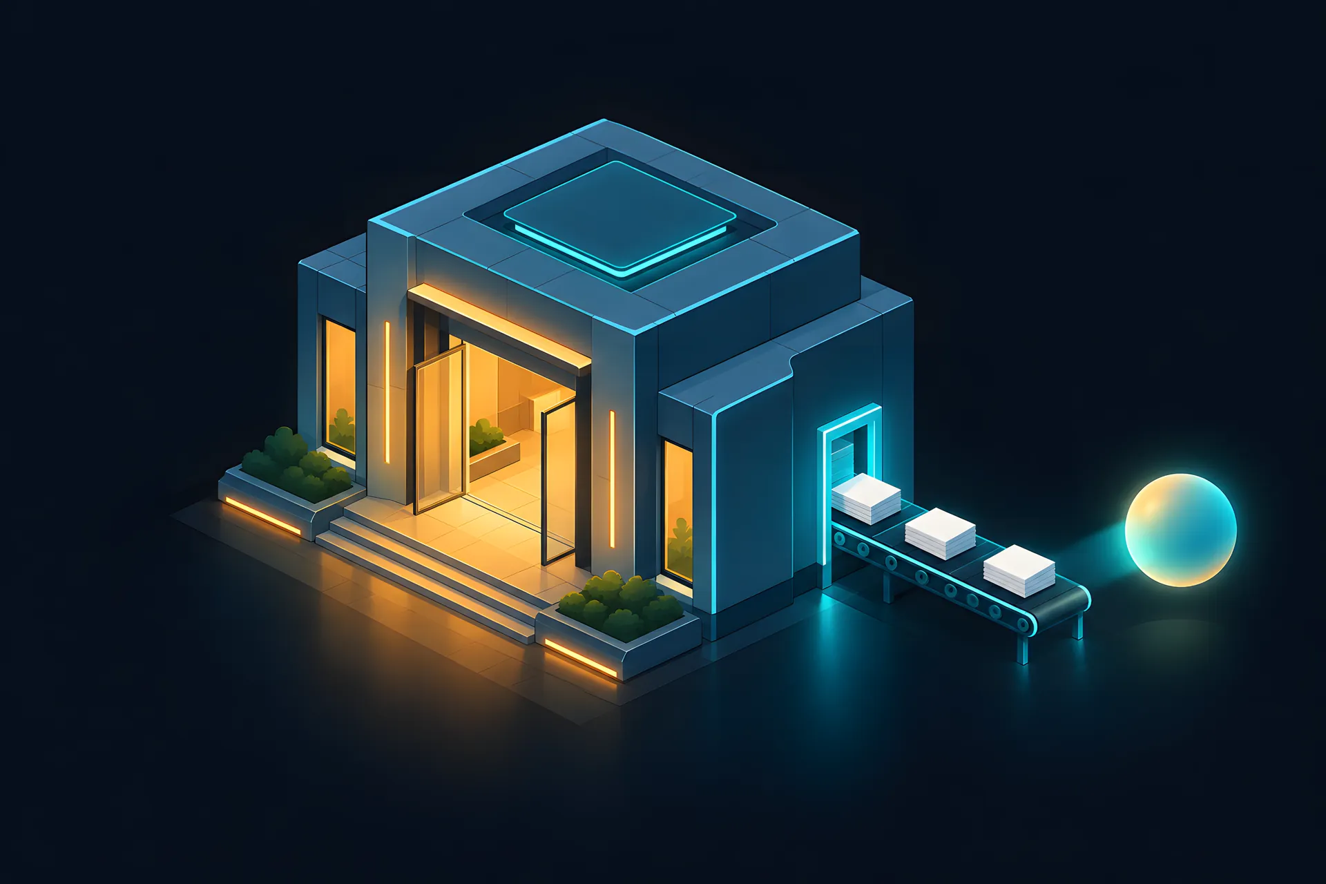 Một toà nhà web có cửa lớn cho khách và cửa phụ đưa các trang đã làm phẳng cho AI đọc