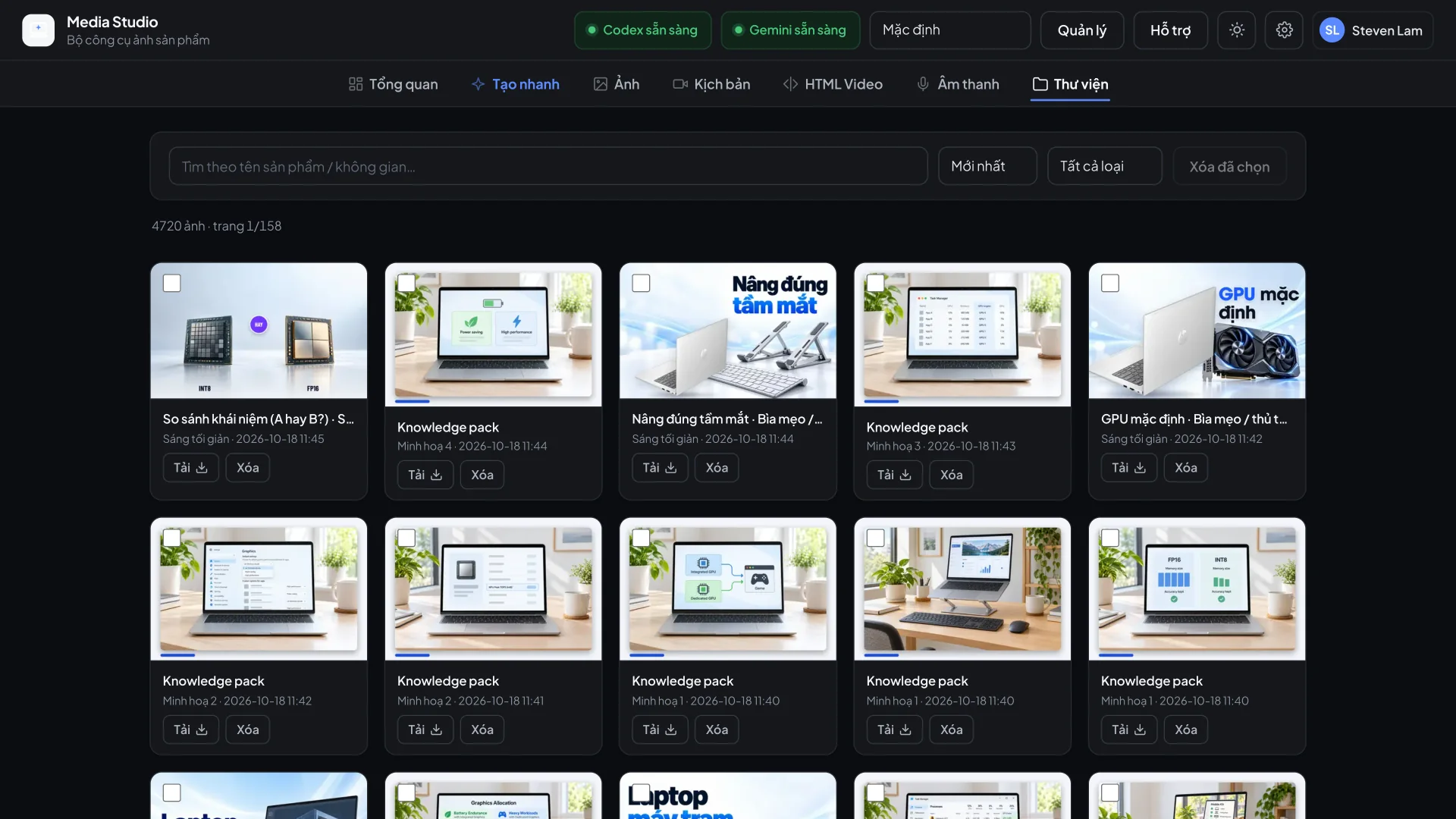 Thư viện: mọi ảnh & video, lọc, tải 2K/4K