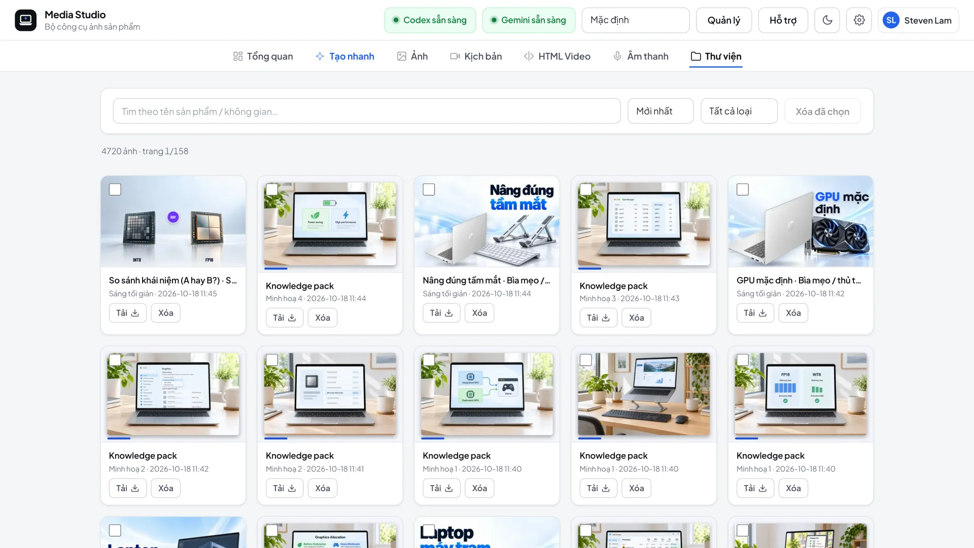 Thư viện: mọi ảnh & video, lọc, tải 2K/4K