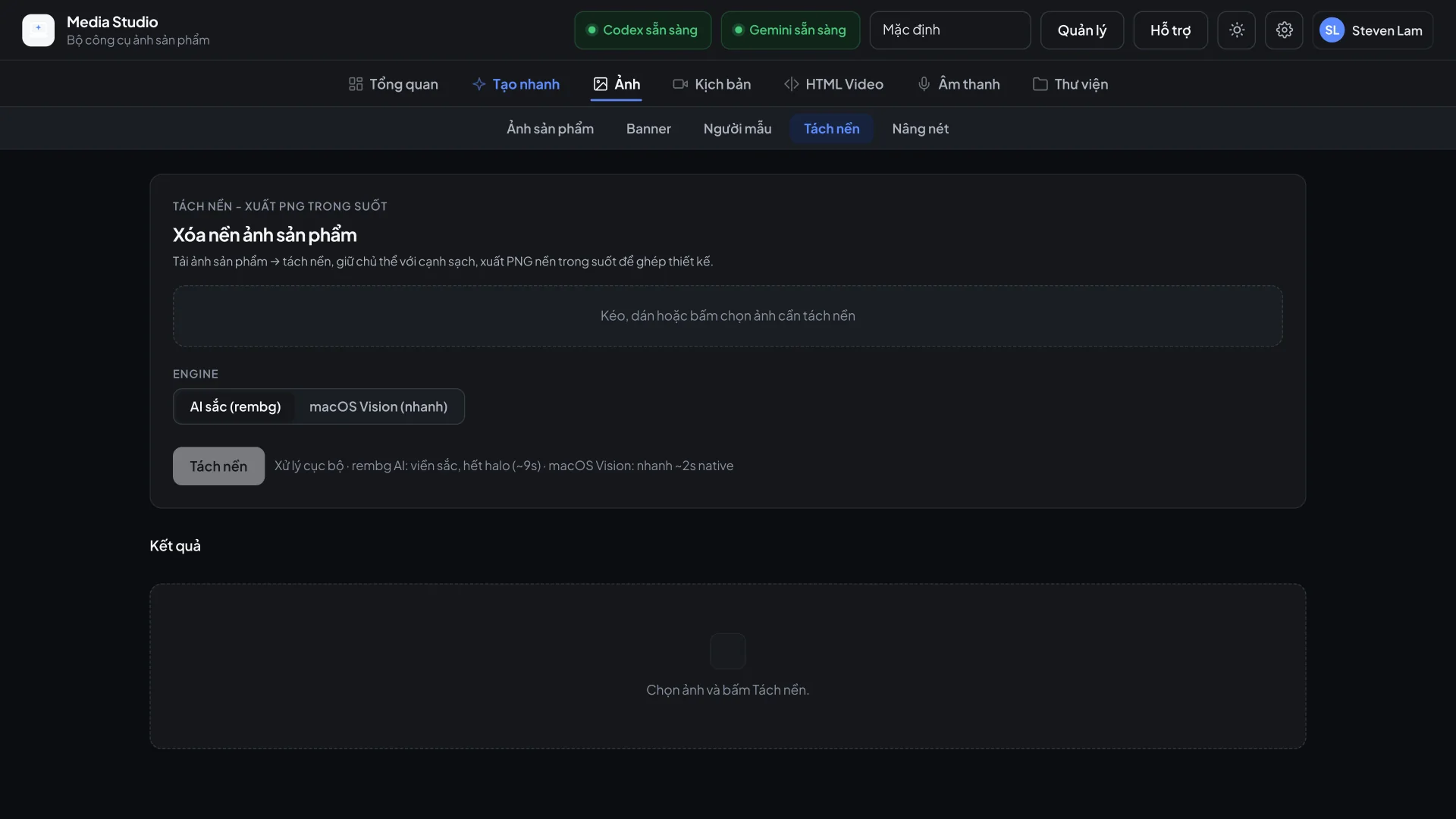 Tách nền: rembg hoặc macOS Vision, xuất PNG trong suốt