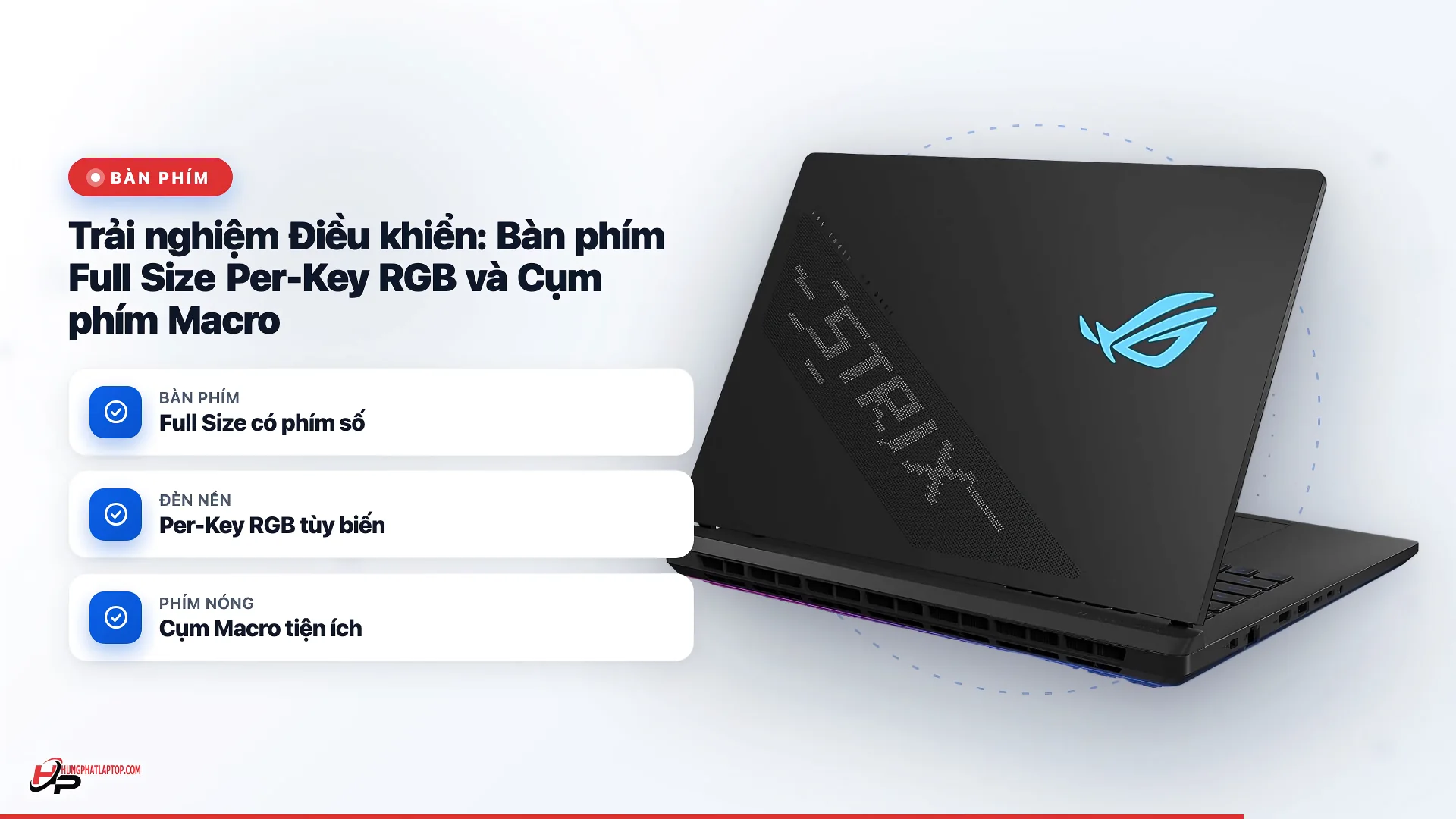 Cảnh bàn phím: góc máy khác, thẻ thông số lần lượt hiện