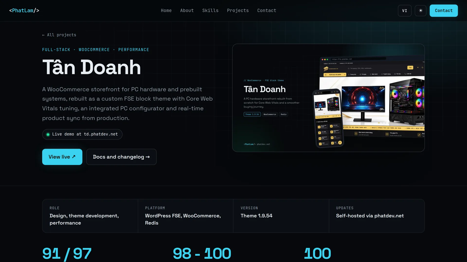 Project page: facts, metrics, highlights