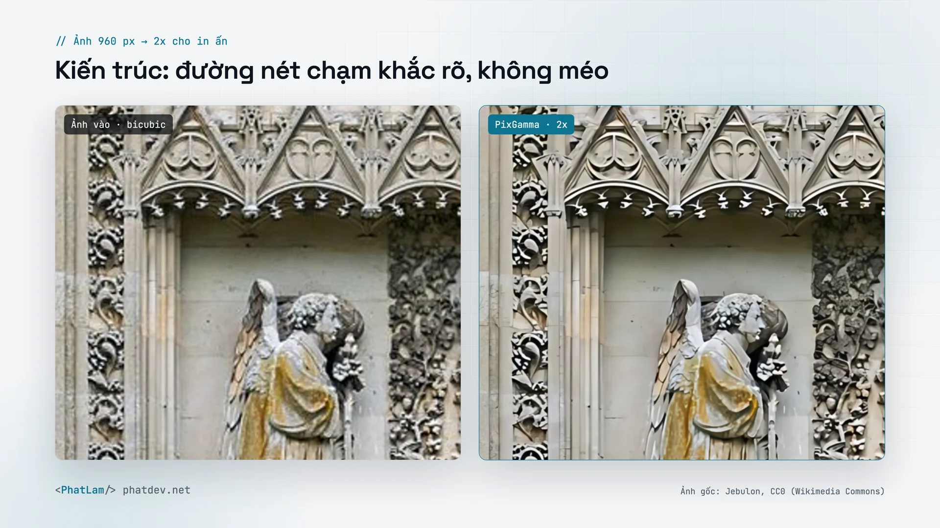 Kiến trúc, in ấn: ảnh 960 px phóng 2x, đường nét chạm khắc rõ