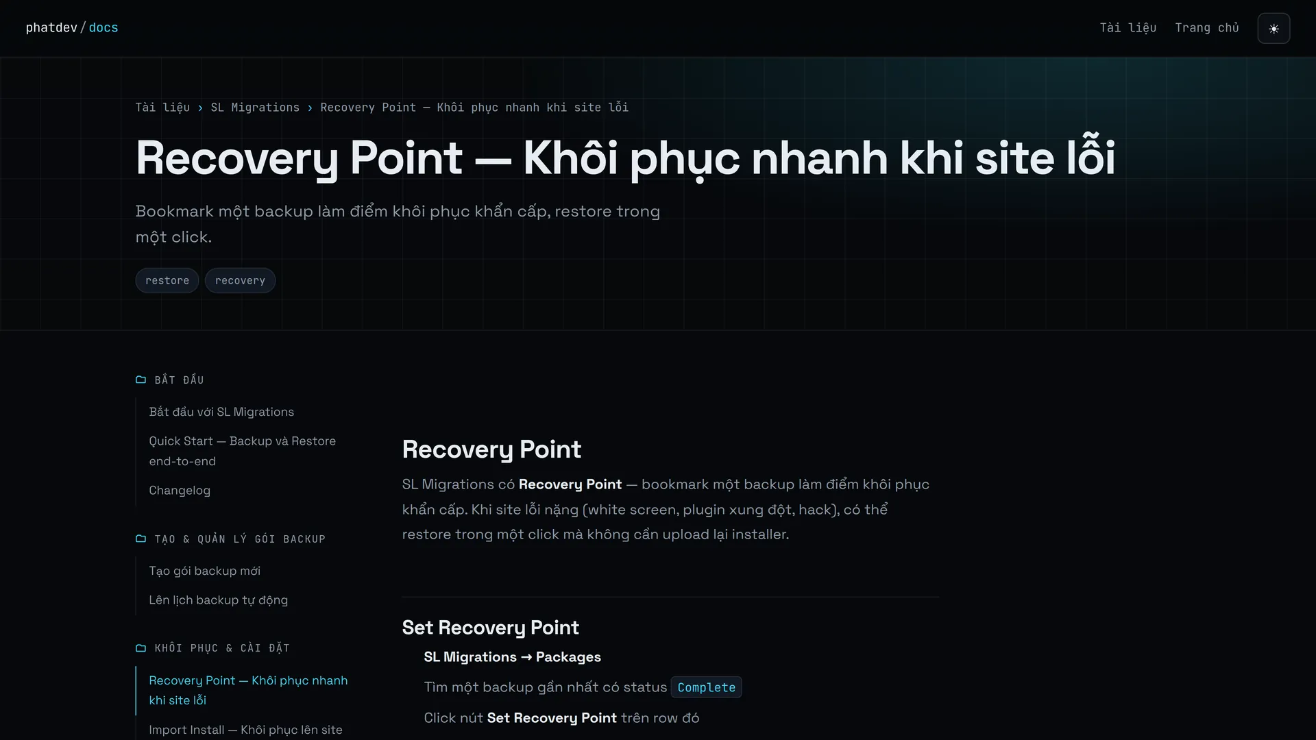 Recovery Point guide