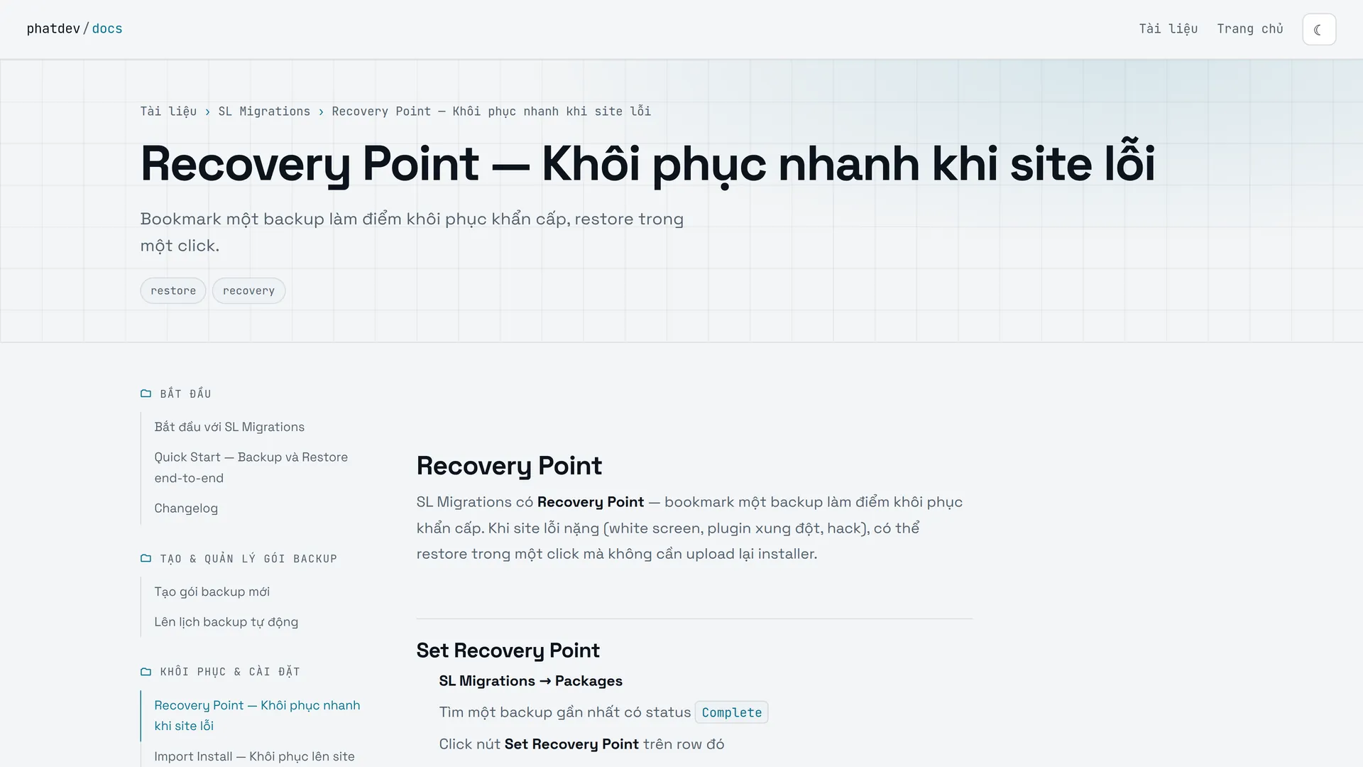 Recovery Point guide