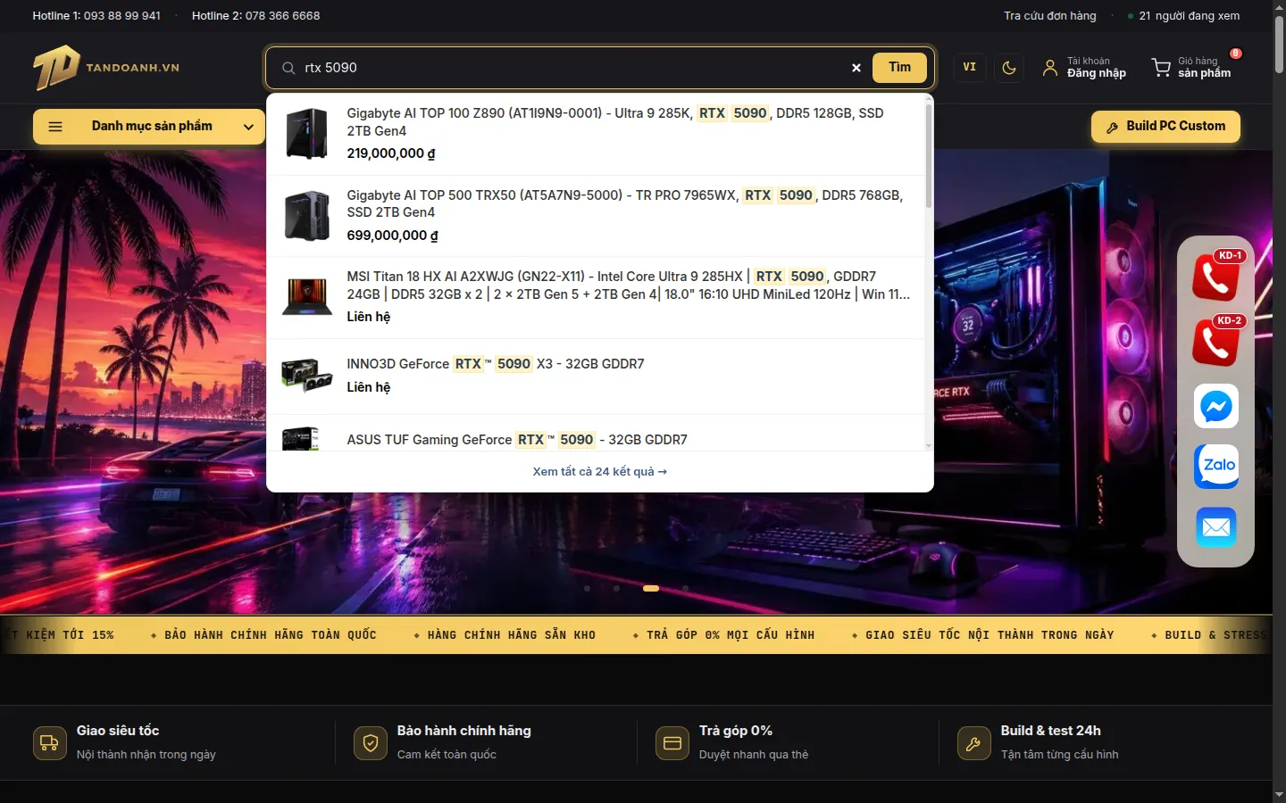 Live search